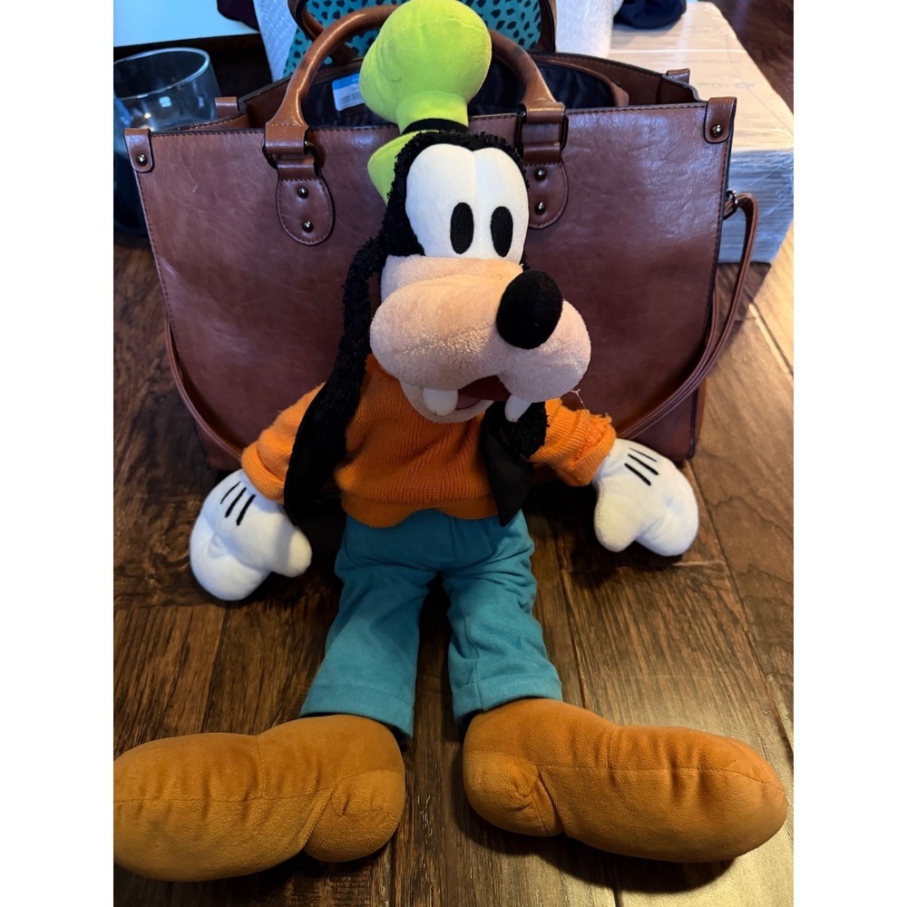Vintage Disney Goofy Plush Stuffed Animal Classic Orange Sweater Green Hat Toy